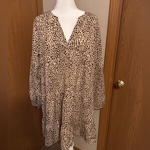 Leopard Print Long Sleeve Dress- NWOT- Large
